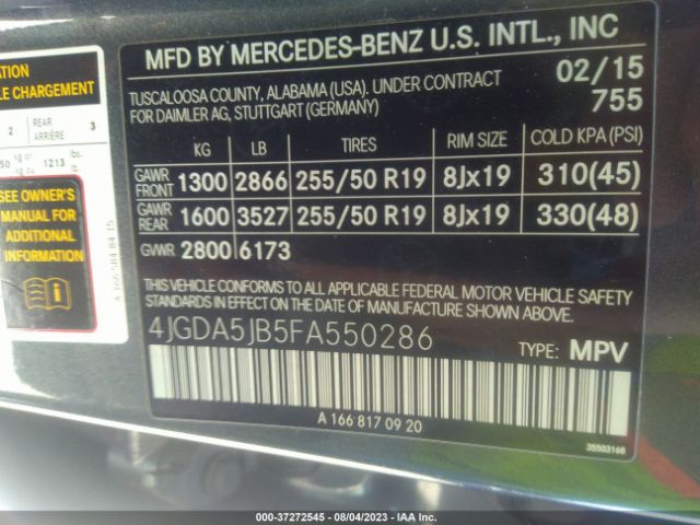 4JGDA5JB5FA550286 Mercedes-Benz M-class Ml 350