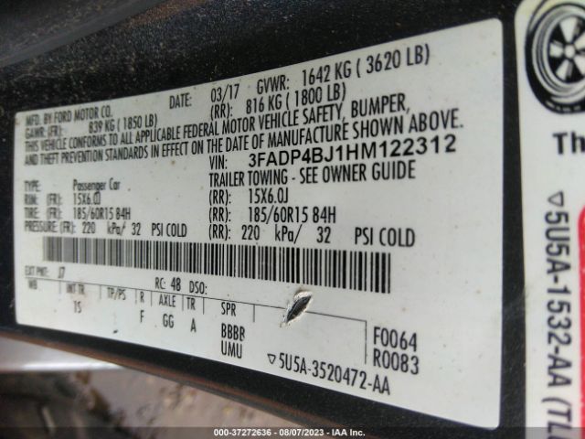 3FADP4BJ1HM122312 Ford FIESTA SE
