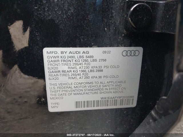 WA1EAAFY9P2030385 Audi Q5 S Line Premium Plus