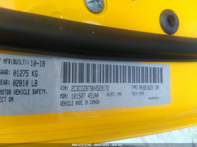 2C3CDZBT9KH529172 Dodge Challenger R/t