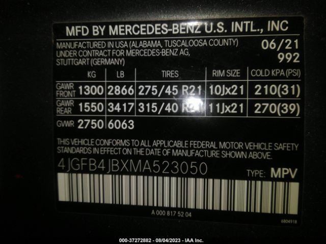 4JGFB4JBXMA523050 Mercedes-Benz Gle Gle 350