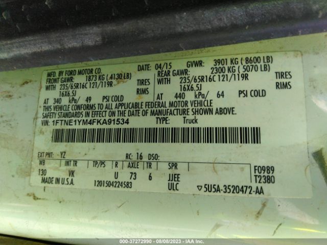 1FTNE1YM4FKA91534 Ford TRANSIT CARGO VAN