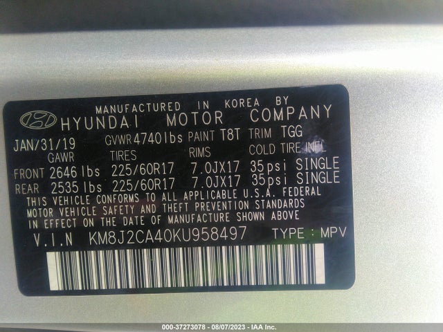 Hyundai TUCSON SE 2019 KM8J2CA40KU958497 Image 15