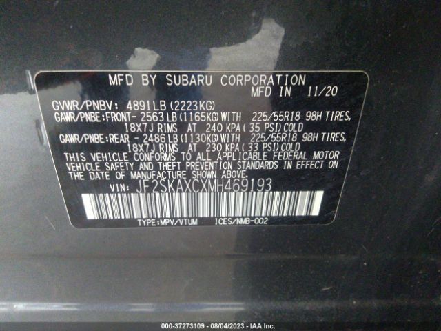 JF2SKAXCXMH469193 Subaru Forester Touring