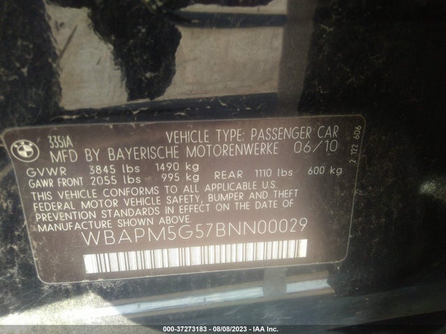 2011 BMW 3 SERIES 335I VIN: WBAPM5G57BNN00029