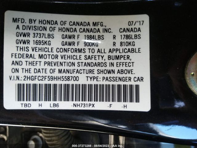 2HGFC2F59HH558700 Honda Civic Sedan Lx