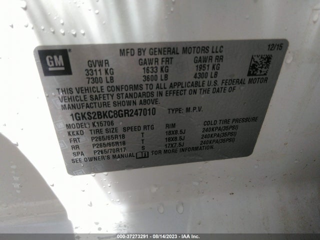 GMC YUKON SLT 2016 1GKS2BKC8GR247010 Image 9