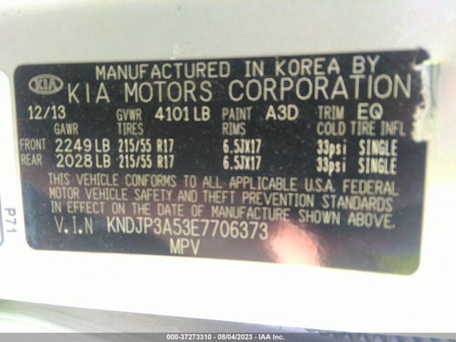 KIA SOUL + 2014 KNDJP3A53E7706373 Image 9