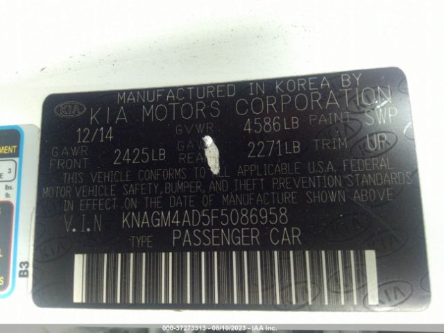 KNAGM4AD5F5086958 KIA OPTIMA HYBRID