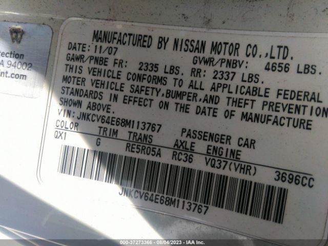 2008 INFINITI G37 COUPE JNKCV64E68M113767 Photo 8