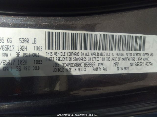 3C4PDCAB0KT859907 Dodge Journey Se Value Pkg