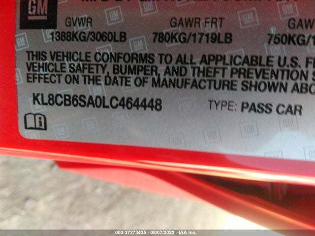 Chevrolet SPARK LS 2020 KL8CB6SA0LC464448 Image 9