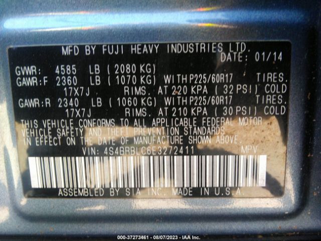 4S4BRBLC6E3272411 Subaru Outback 2.5i Limited