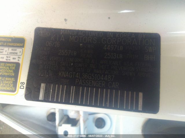 KNAGT4L36G5104487 KIA Optima Lx