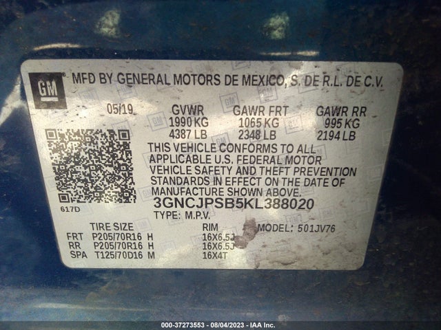 Chevrolet Trax Lt 2019 3GNCJPSB5KL388020 Image 16