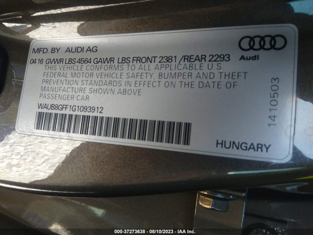 WAUB8GFF1G1093912 Audi A3 2.0t Premium