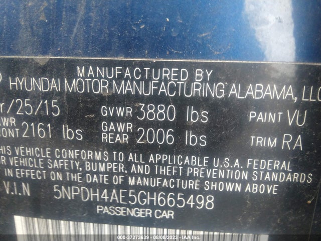 Hyundai ELANTRA SE 2016 5NPDH4AE5GH665498 Image 9