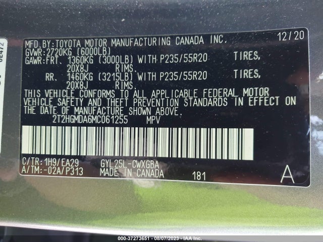 2T2HGMDA6MC061255 Lexus Rx Rx 450h