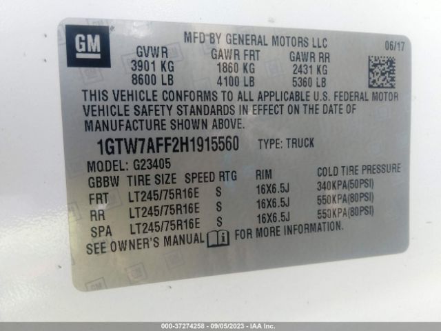 1GTW7AFF2H1915560 GMC SAVANA CARGO VAN