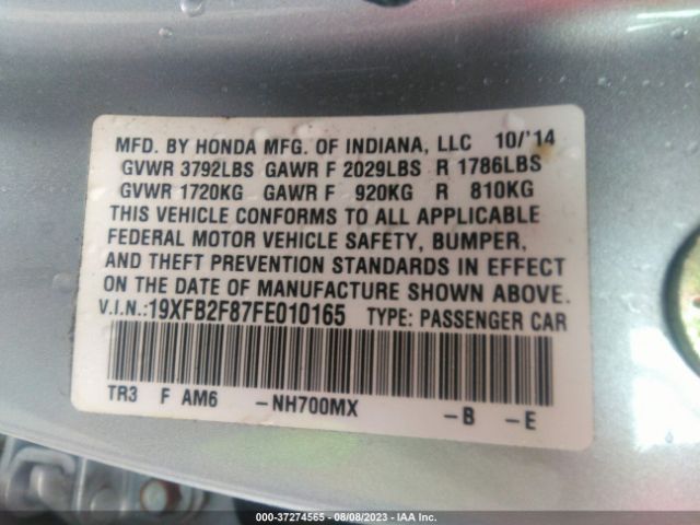 19XFB2F87FE010165 Honda Civic Sedan Ex