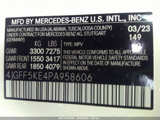 4JGFF5KE4PA958606 Mercedes-Benz Gls Gls 450