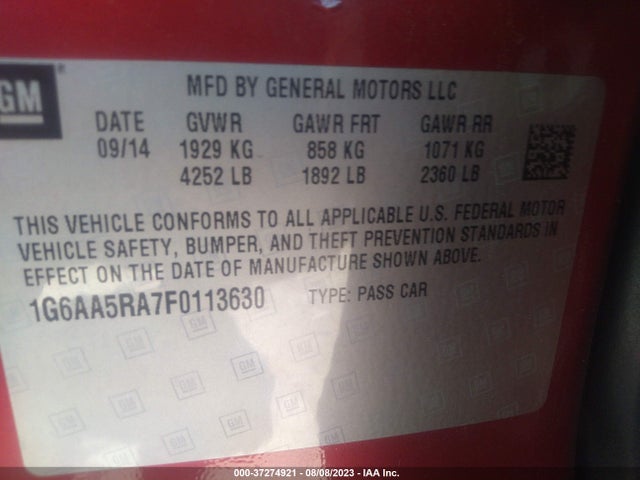 1G6AA5RA7F0113630 Cadillac Ats Sedan Standard Rwd