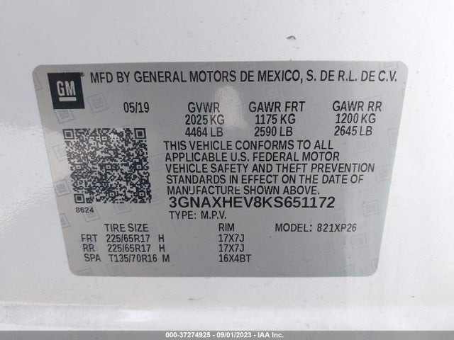 Chevrolet EQUINOX LS 2019 3GNAXHEV8KS651172 Image 9