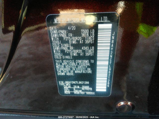 JN8AY2NC7L9621266 Nissan Armada Sl