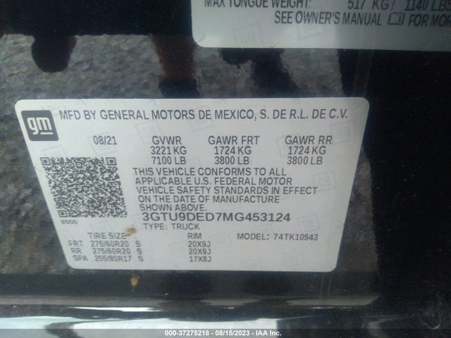 GMC Sierra 1500 Slt 2021 3GTU9DED7MG453124 Image 9