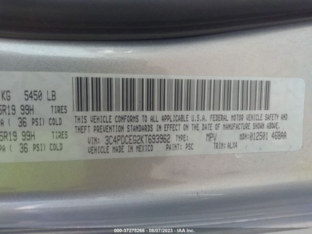 3C4PDCEG2KT693962 Dodge JOURNEY GT