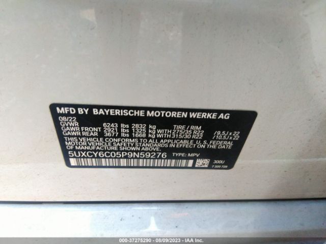5UXCY6C05P9N59276 BMW X6 Xdrive40i