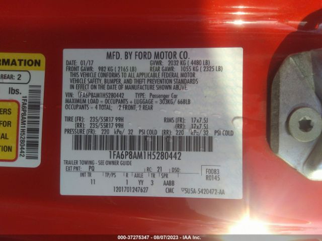 1FA6P8AM1H5280442 Ford Mustang V6