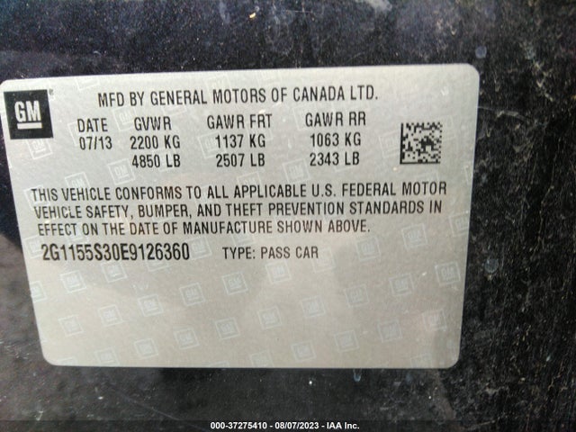 Chevrolet IMPALA LTZ 2014 2G1155S30E9126360 Image 9