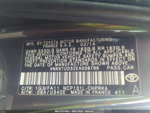 Toyota Yaris L/le 2014 VNKKTUD32EA008766 Image 11