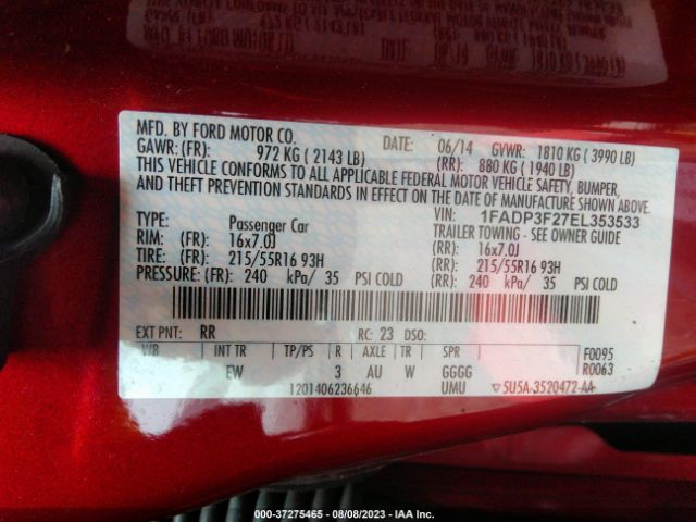 1FADP3F27EL353533 Ford FOCUS SE