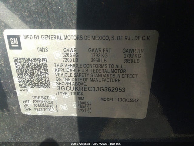 Chevrolet Silverado 1500 Lt 2018 3GCUKREC1JG362953 Image 9
