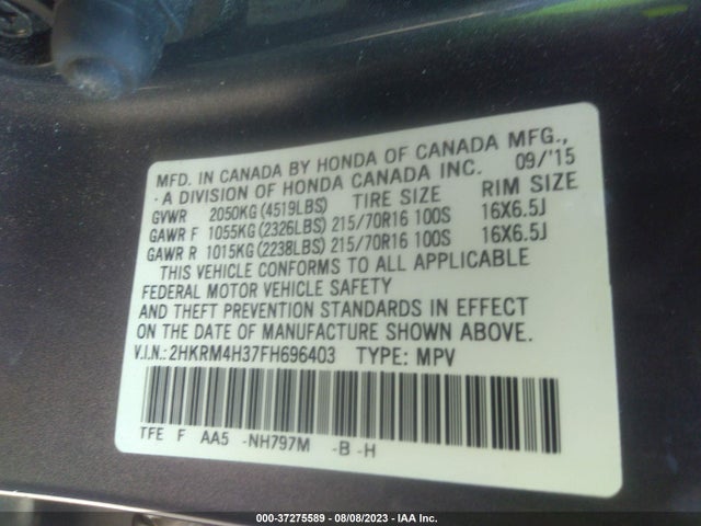 Honda CR-V LX 2015 2HKRM4H37FH696403 Image 9