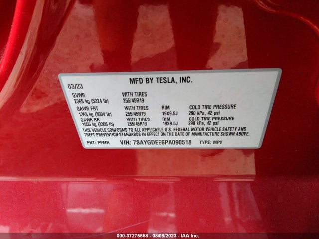 Tesla Model Y Long Range 2023 7SAYGDEE6PA090518 Image 9