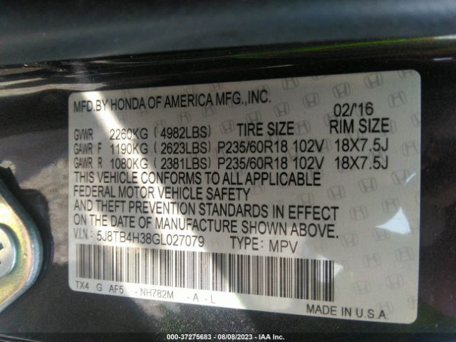 5J8TB4H38GL027079 Acura RDX