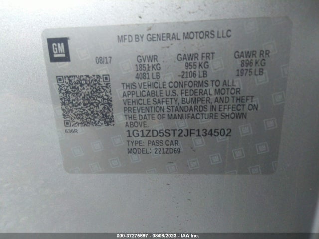 Chevrolet MALIBU LT 2018 1G1ZD5ST2JF134502 Image 9