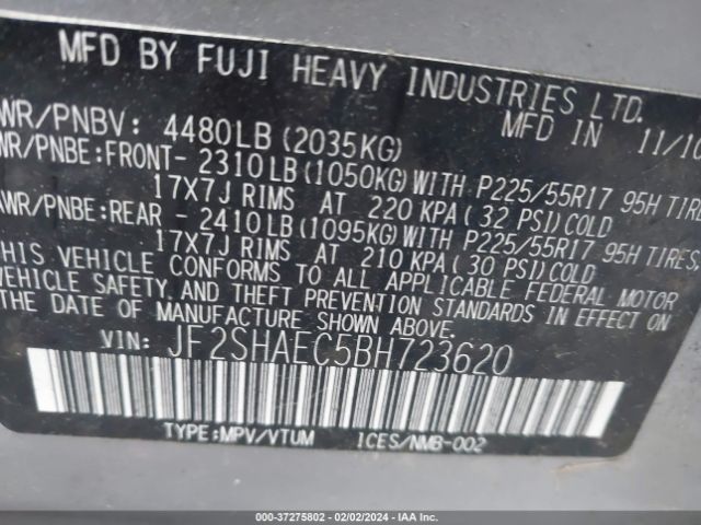 2011 SUBARU FORESTER JF2SHAEC5BH723620 Photo 8