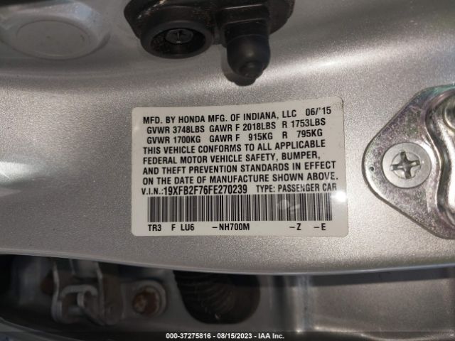 19XFB2F76FE270239 Honda Civic Sedan Se