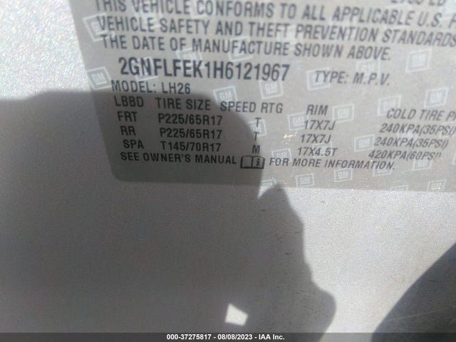 Chevrolet EQUINOX LT 2017 2GNFLFEK1H6121967 Image 9