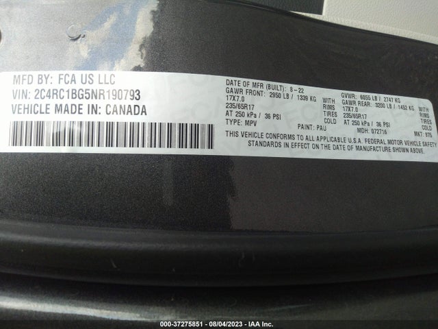 2C4RC1BG5NR190793 Chrysler Pacifica Touring L