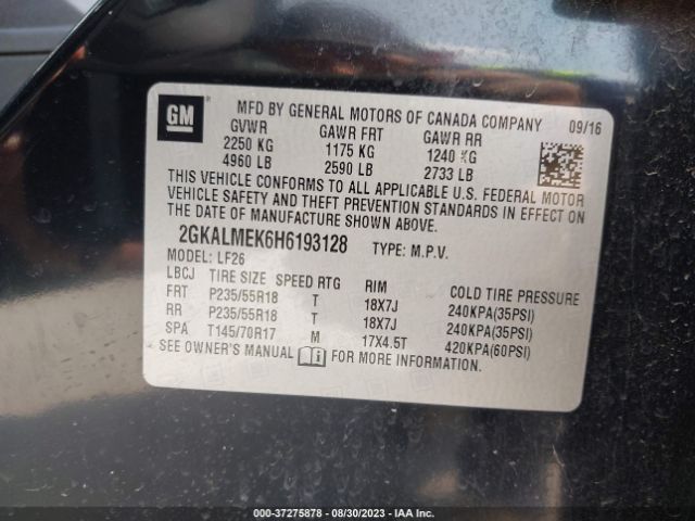 2GKALMEK6H6193128 GMC Terrain Sle