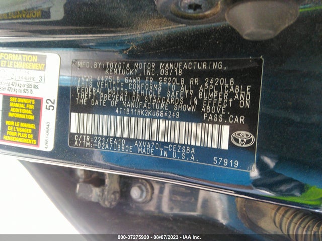 Toyota CAMRY SE 2019 4T1B11HK2KU684249 Image 9