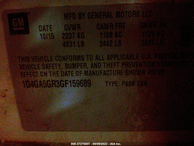 1G4GA5GR3GF159689 Buick Lacrosse Base