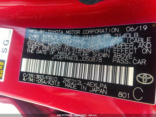 Toyota COROLLA LE 2020 JTDEPRAE0LJ050878 Image 9