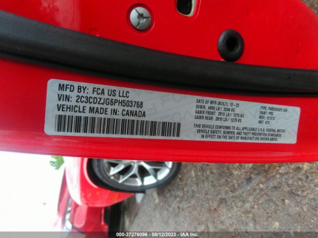 2C3CDZJG6PH503768 Dodge Challenger Gt