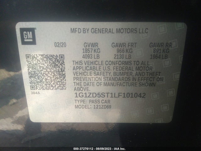 Chevrolet MALIBU LT 2020 1G1ZD5ST1LF101042 Image 9